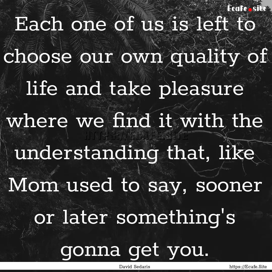 Each one of us is left to choose our own.... : Quote by David Sedaris