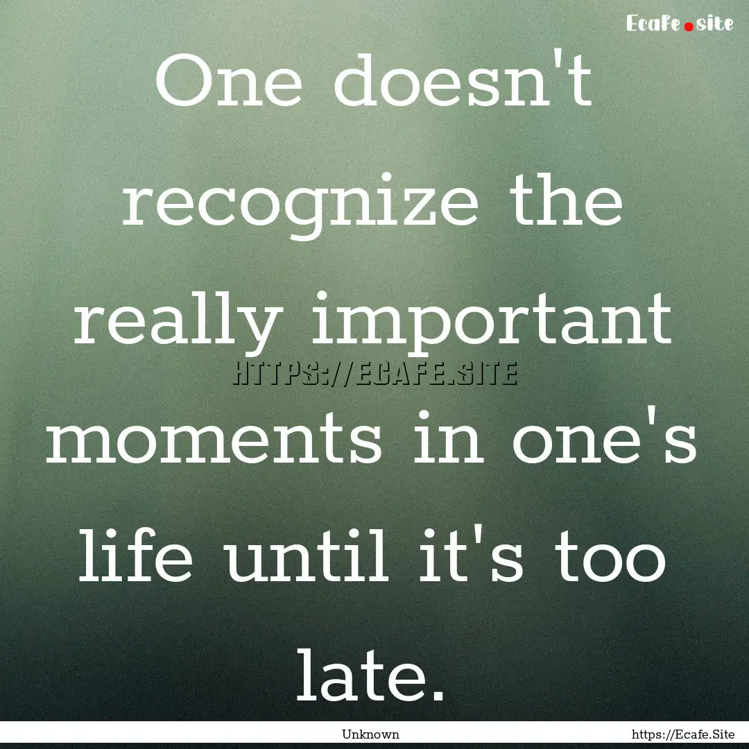 One doesn't recognize the really important.... : Quote by Unknown