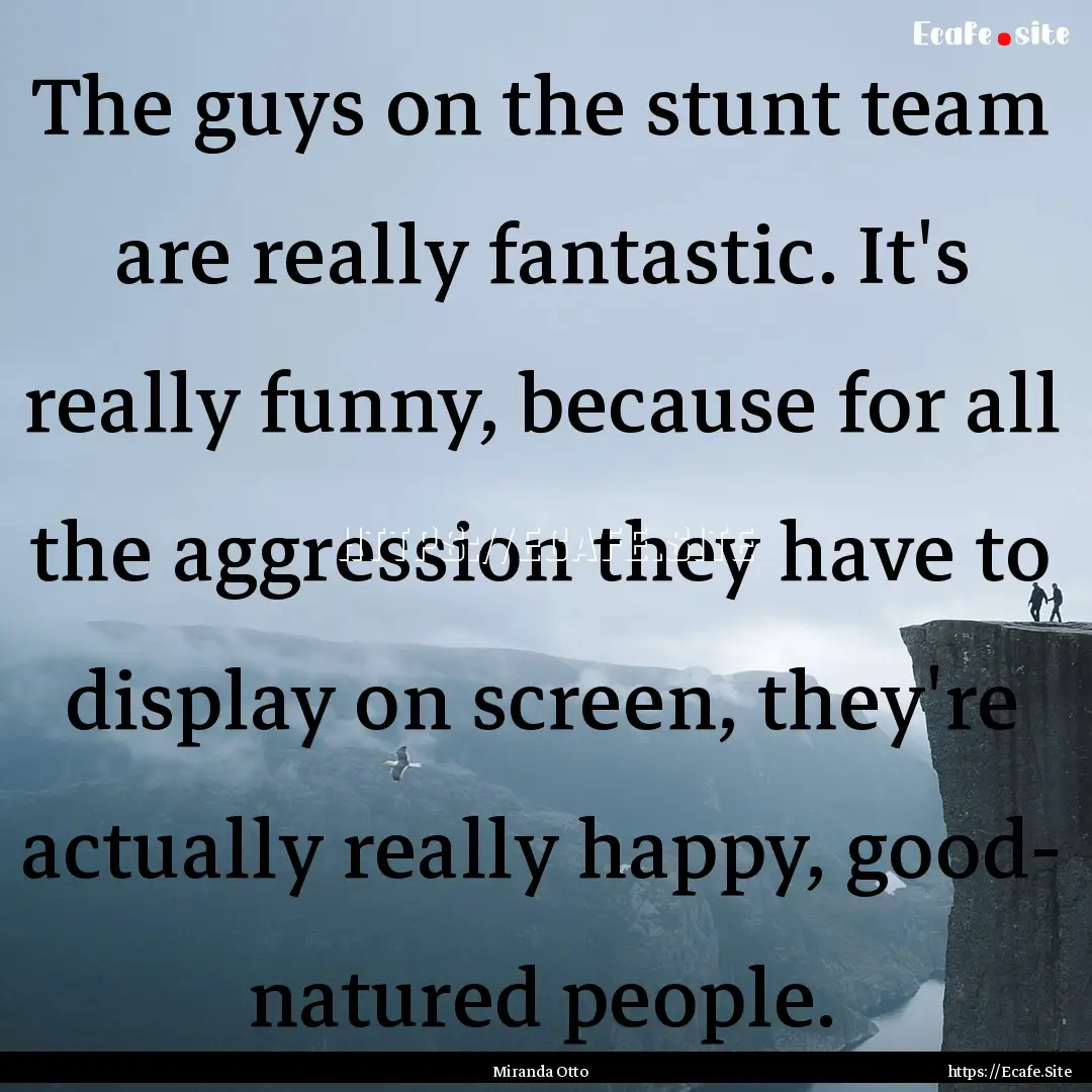 The guys on the stunt team are really fantastic..... : Quote by Miranda Otto