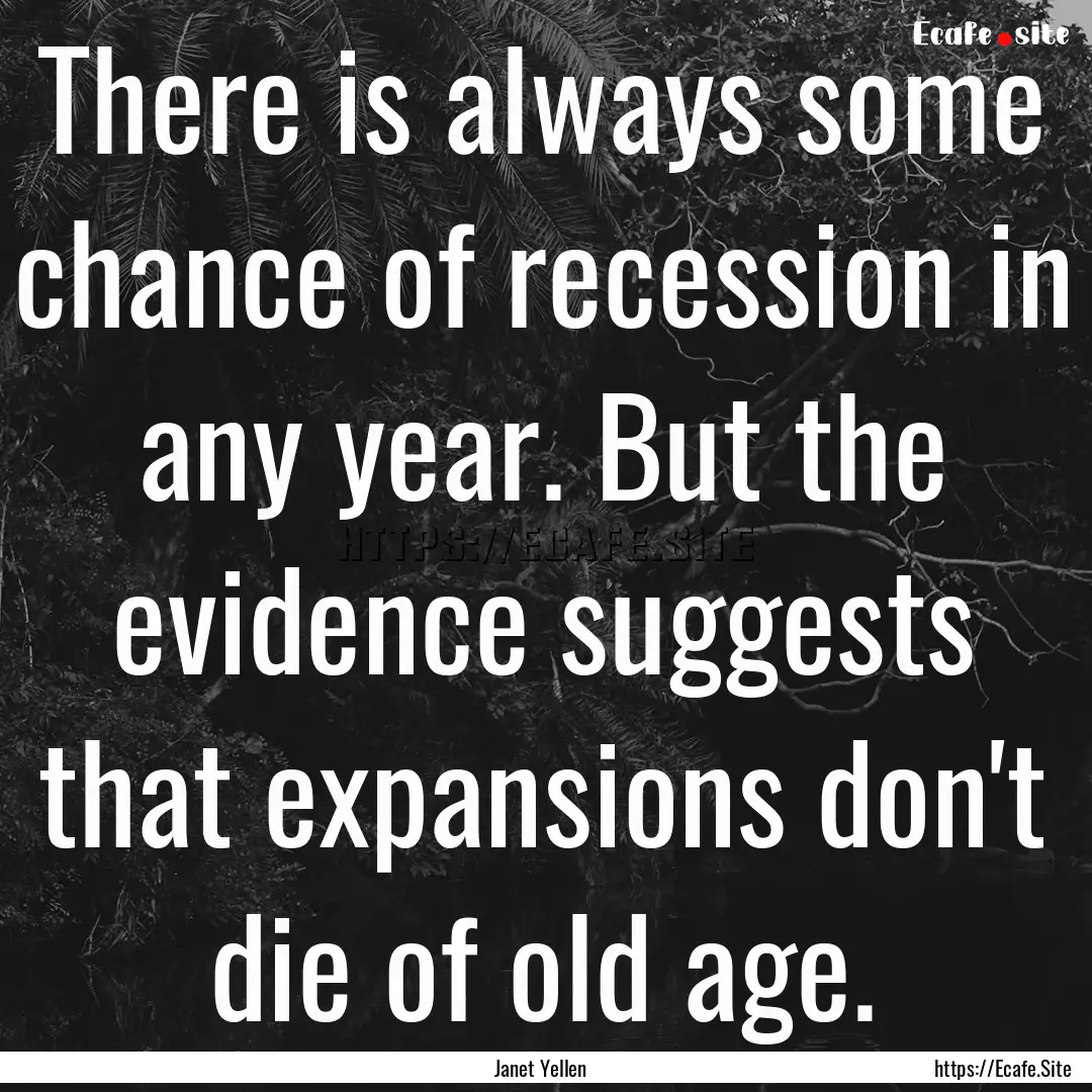 There is always some chance of recession.... : Quote by Janet Yellen