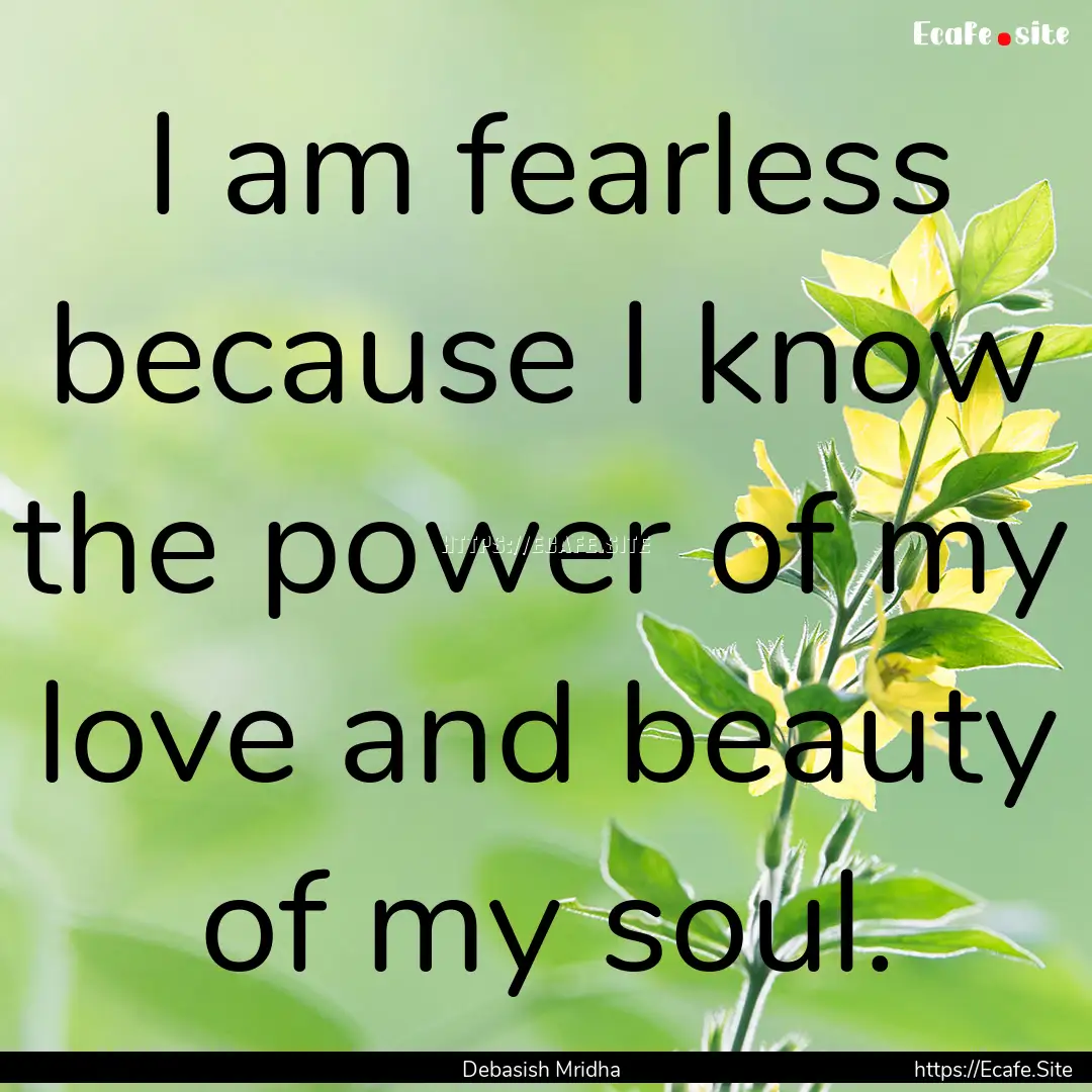 I am fearless because I know the power of.... : Quote by Debasish Mridha