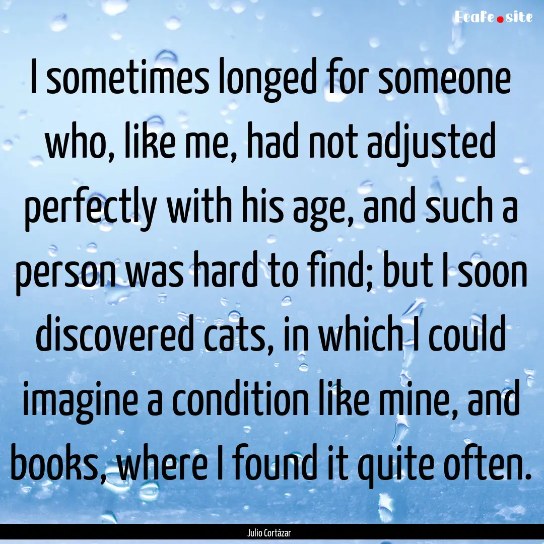 I sometimes longed for someone who, like.... : Quote by Julio Cortázar