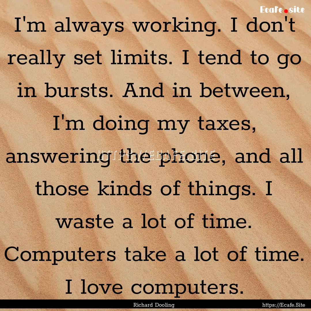 I'm always working. I don't really set limits..... : Quote by Richard Dooling