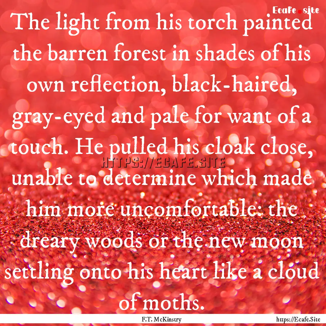 The light from his torch painted the barren.... : Quote by F.T. McKinstry