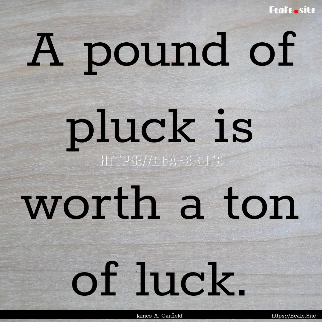 A pound of pluck is worth a ton of luck. : Quote by James A. Garfield