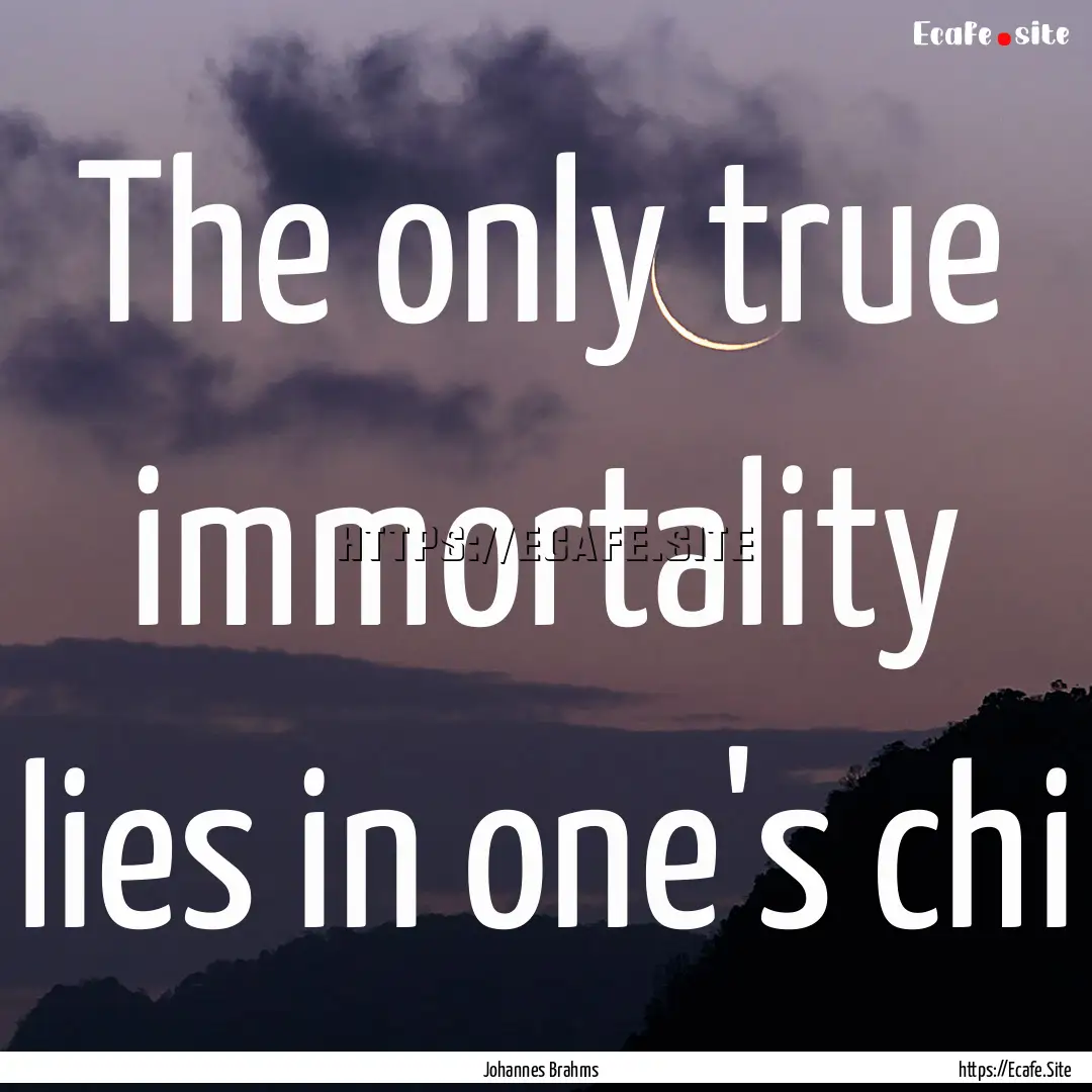 The only true immortality lies in one's chi.... : Quote by Johannes Brahms