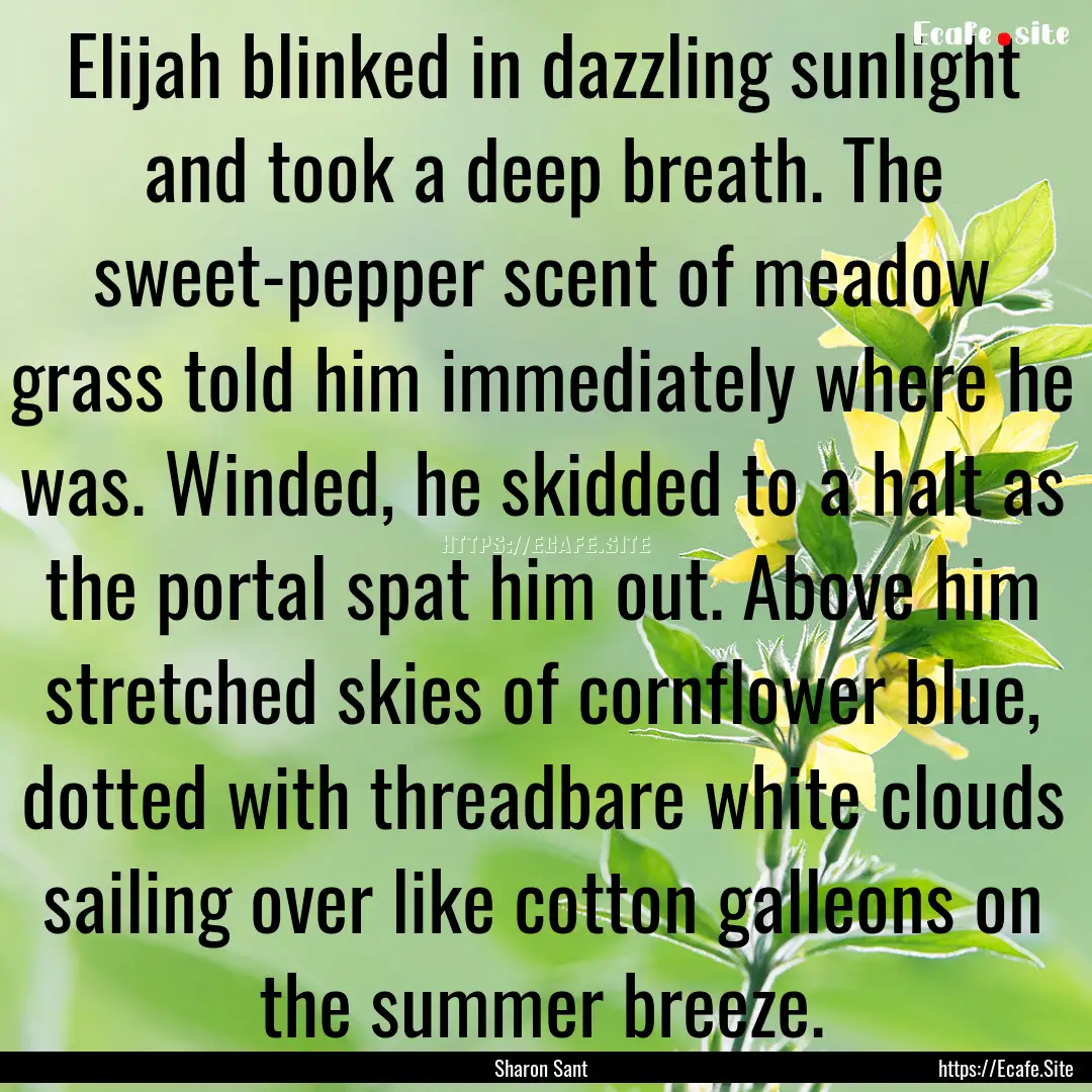 Elijah blinked in dazzling sunlight and took.... : Quote by Sharon Sant