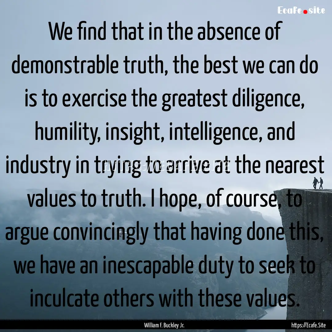 We find that in the absence of demonstrable.... : Quote by William F. Buckley Jr.