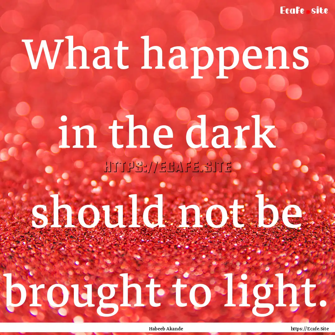 What happens in the dark should not be brought.... : Quote by Habeeb Akande