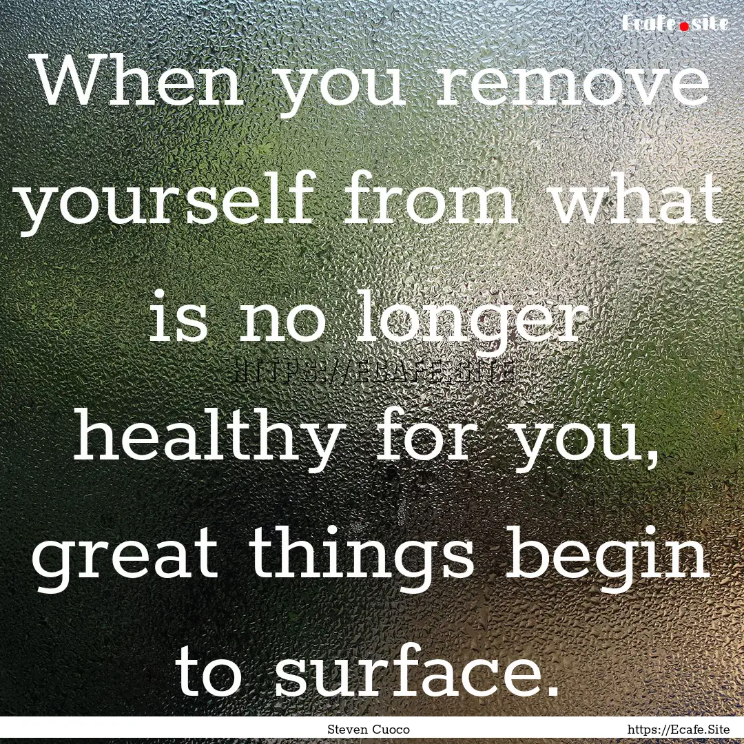 When you remove yourself from what is no.... : Quote by Steven Cuoco