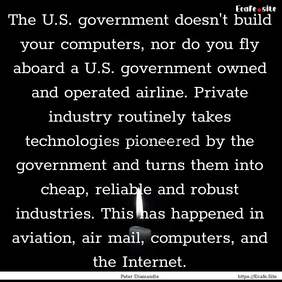 The U.S. government doesn't build your computers,.... : Quote by Peter Diamandis