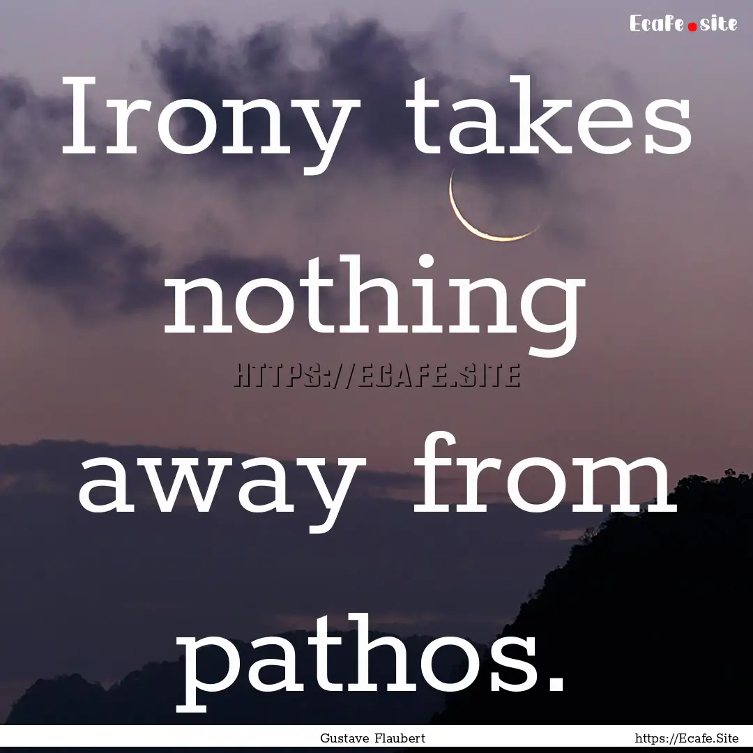 Irony takes nothing away from pathos. : Quote by Gustave Flaubert