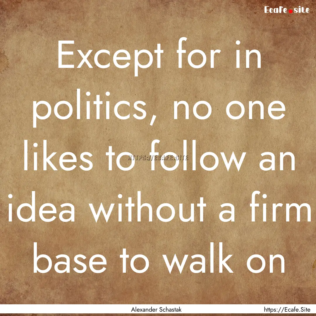 Except for in politics, no one likes to follow.... : Quote by Alexander Schastak