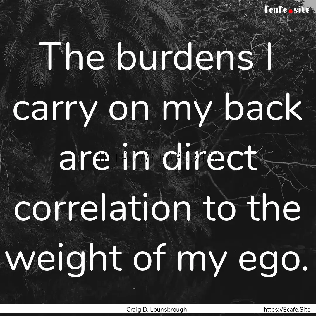 The burdens I carry on my back are in direct.... : Quote by Craig D. Lounsbrough