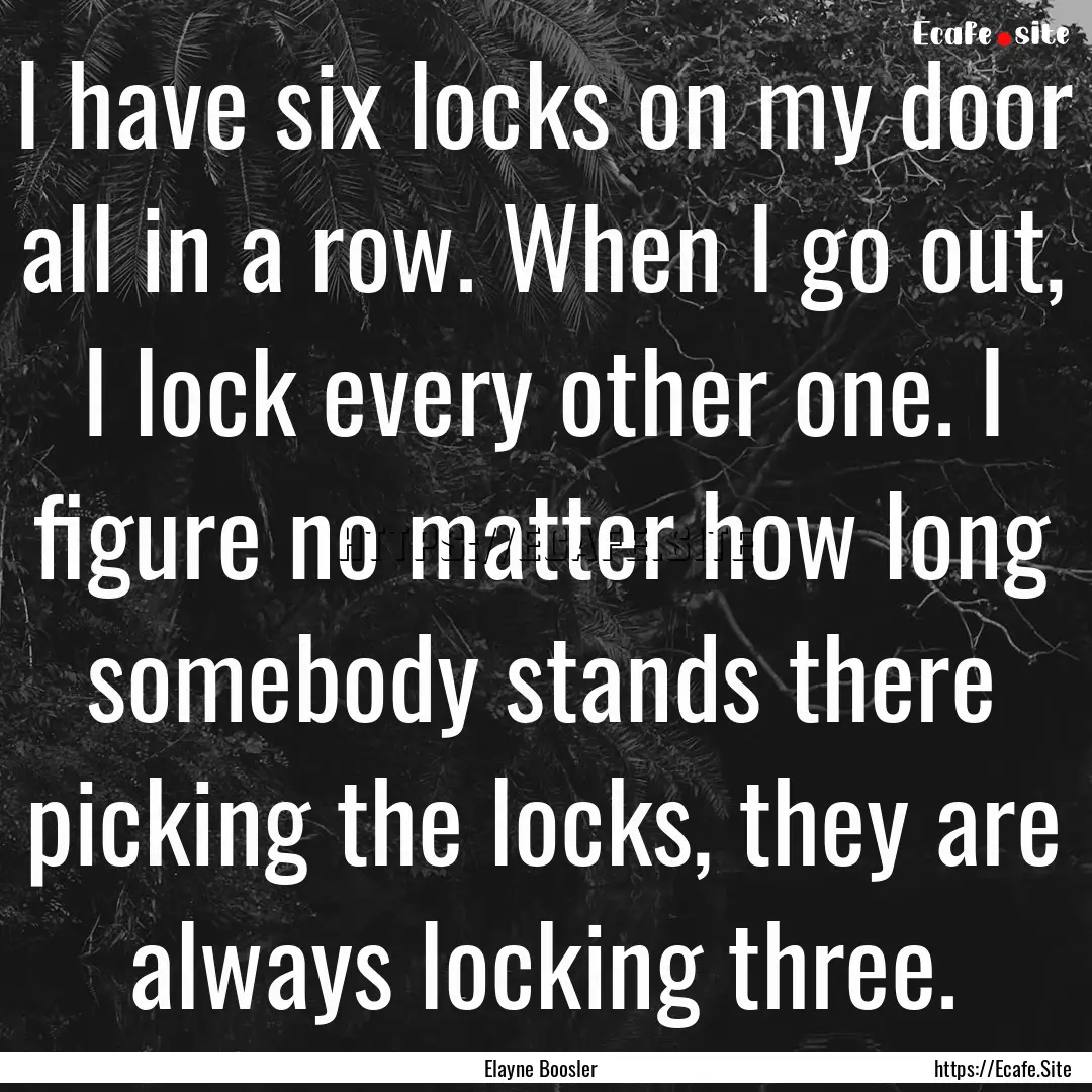 I have six locks on my door all in a row..... : Quote by Elayne Boosler