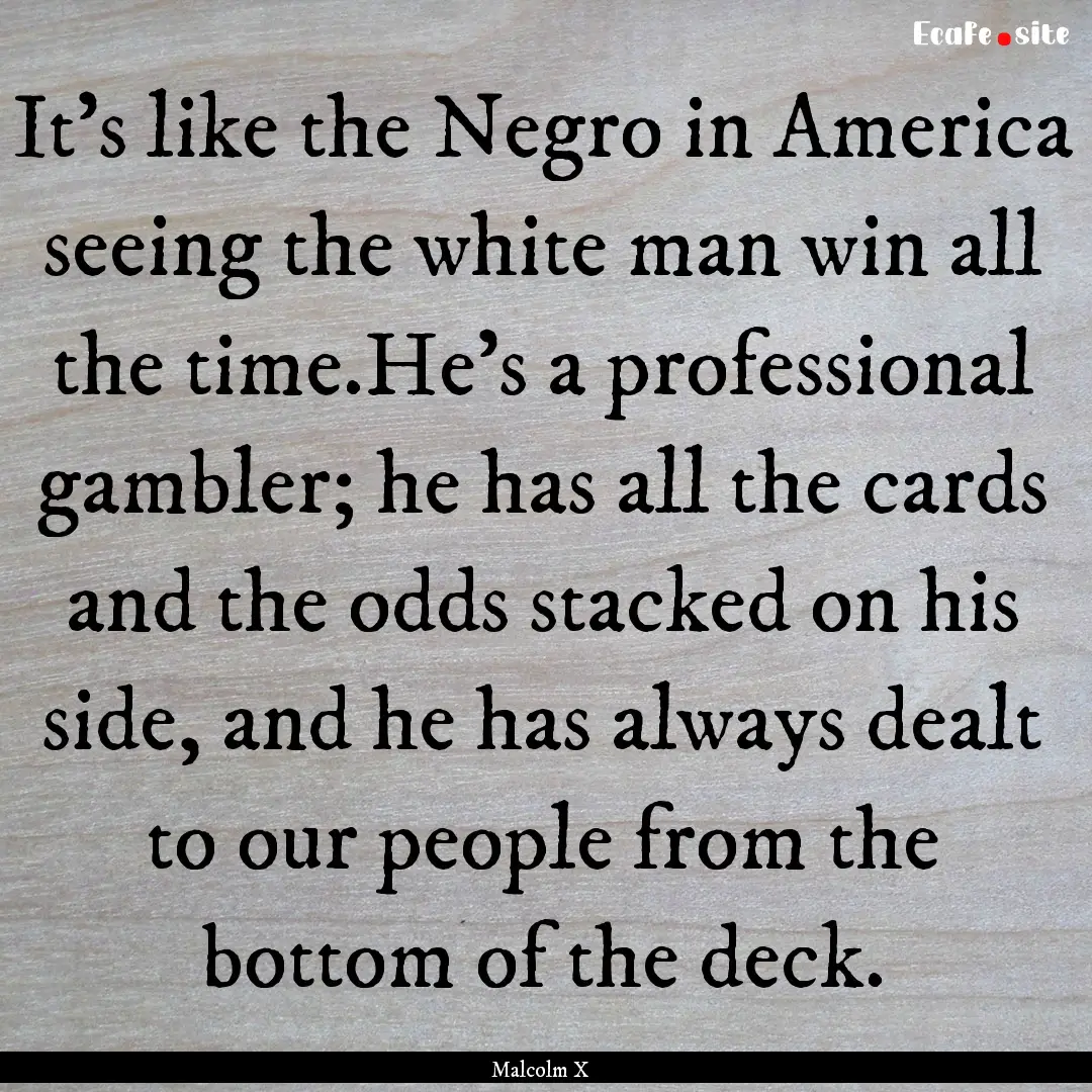 It's like the Negro in America seeing the.... : Quote by Malcolm X