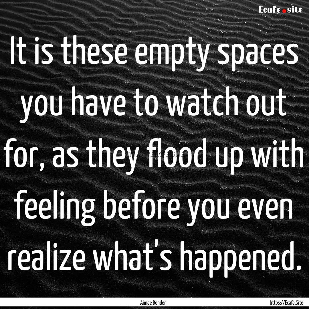 It is these empty spaces you have to watch.... : Quote by Aimee Bender