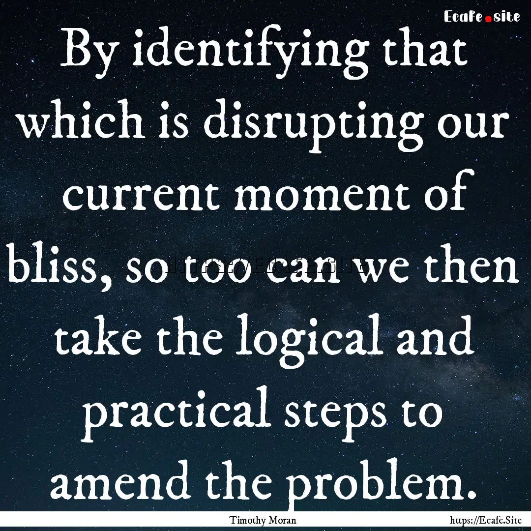 By identifying that which is disrupting our.... : Quote by Timothy Moran