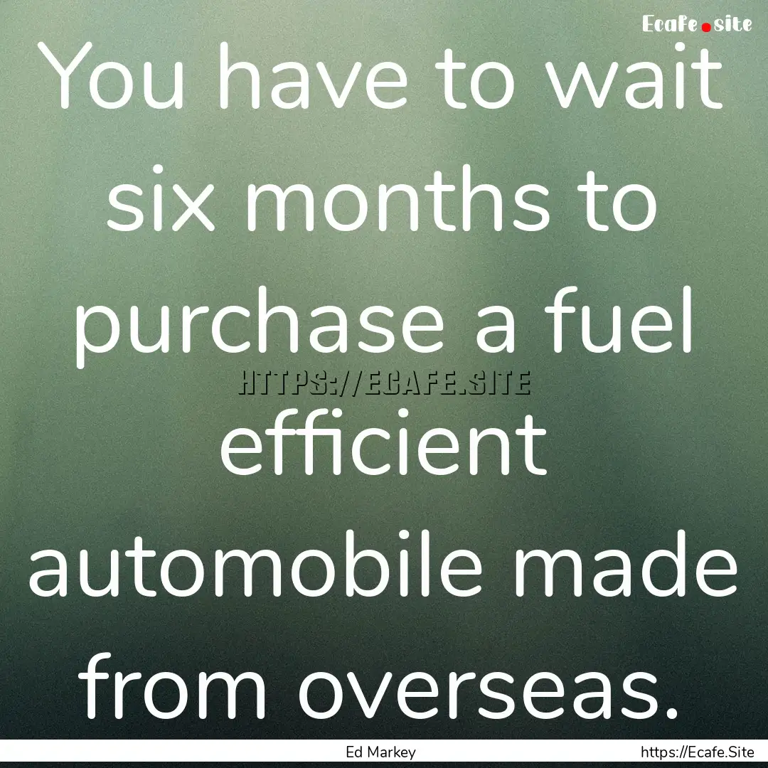 You have to wait six months to purchase a.... : Quote by Ed Markey