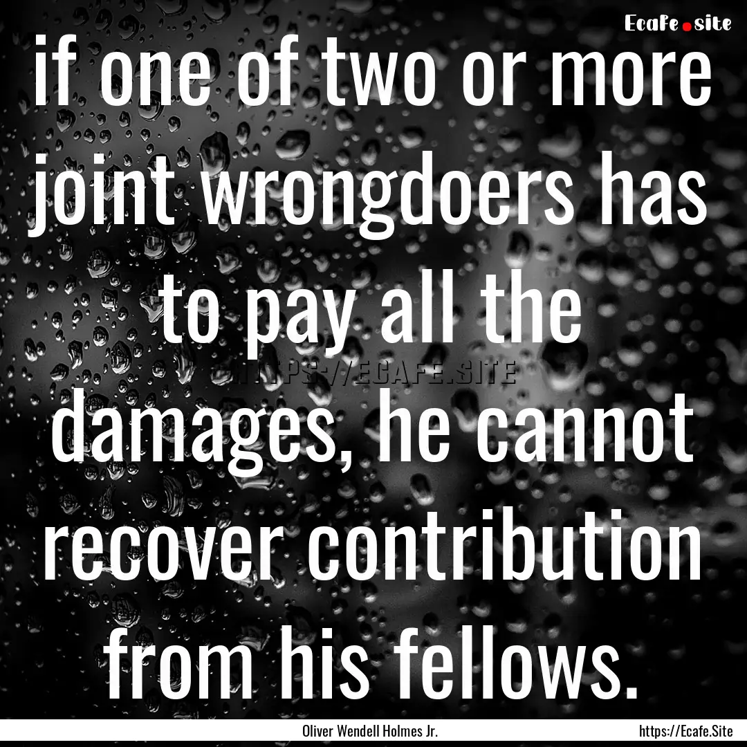 if one of two or more joint wrongdoers has.... : Quote by Oliver Wendell Holmes Jr.