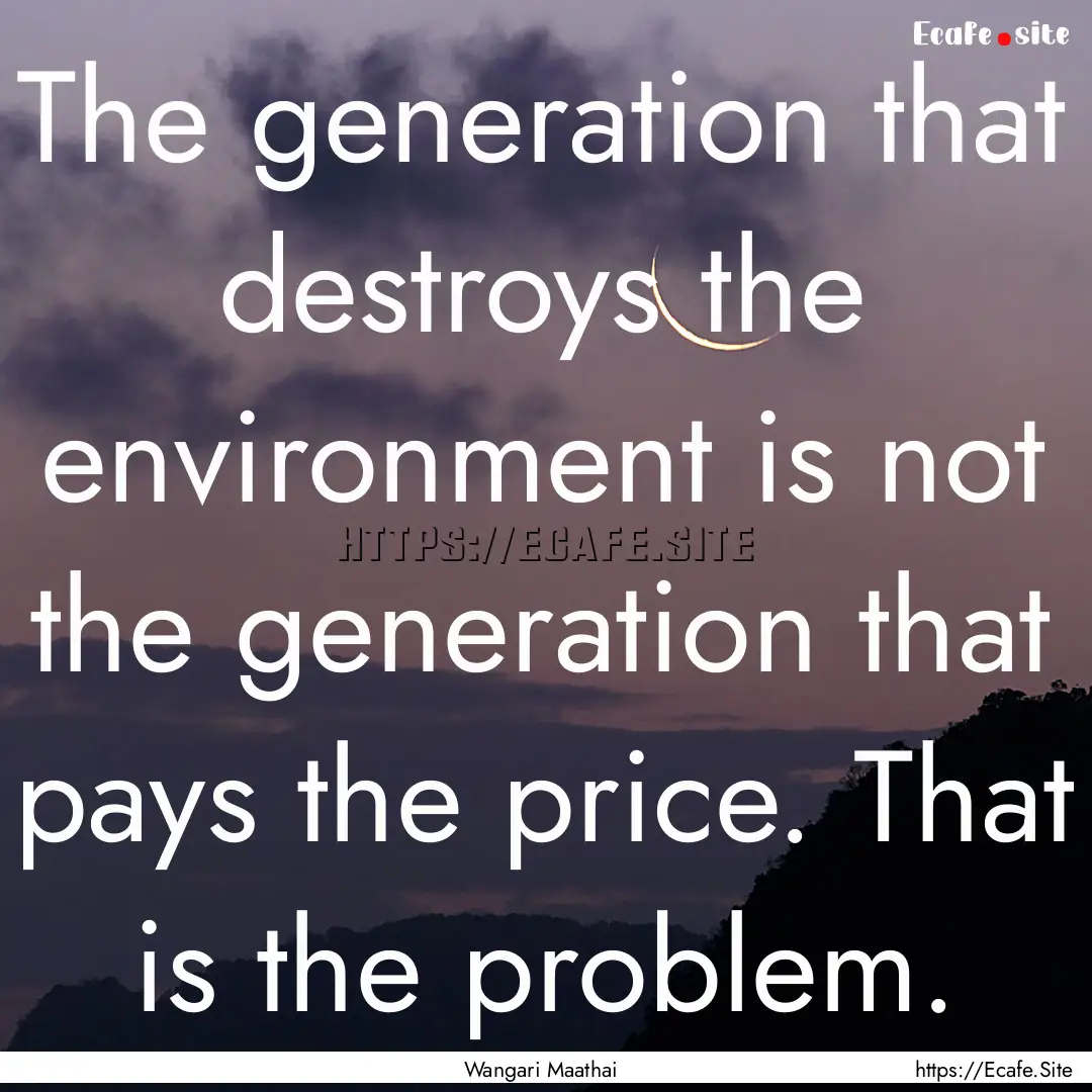 The generation that destroys the environment.... : Quote by Wangari Maathai