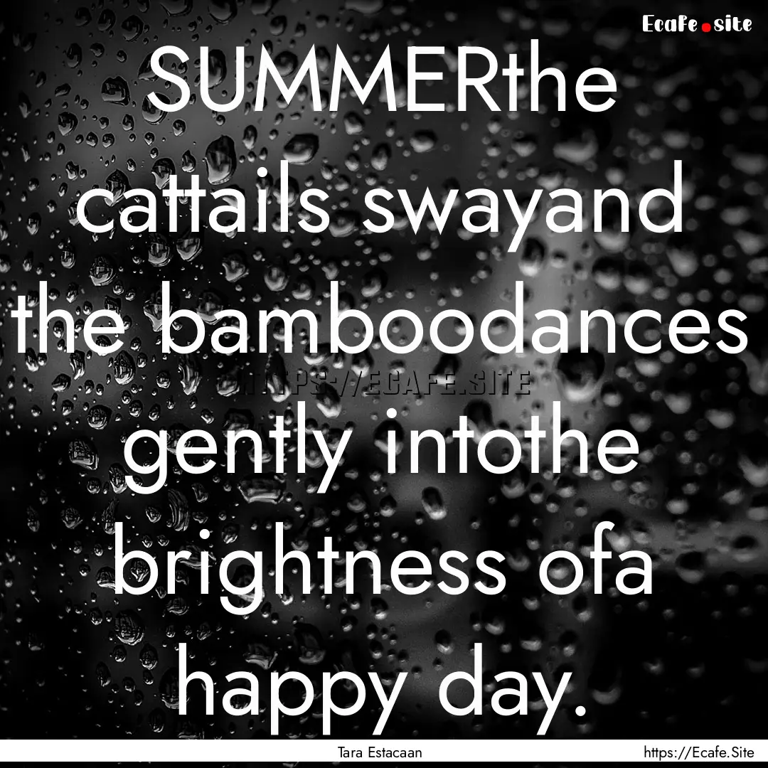 SUMMERthe cattails swayand the bamboodances.... : Quote by Tara Estacaan