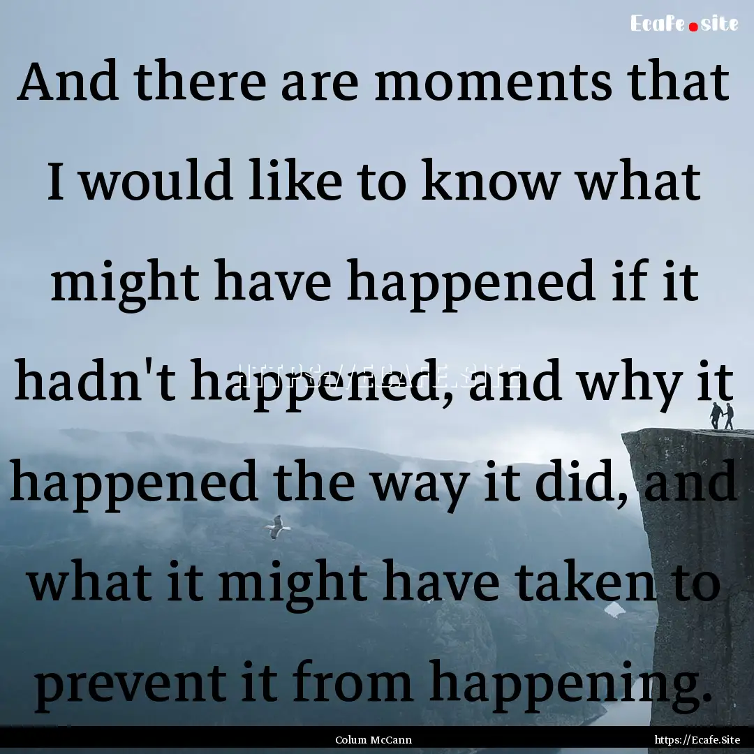 And there are moments that I would like to.... : Quote by Colum McCann