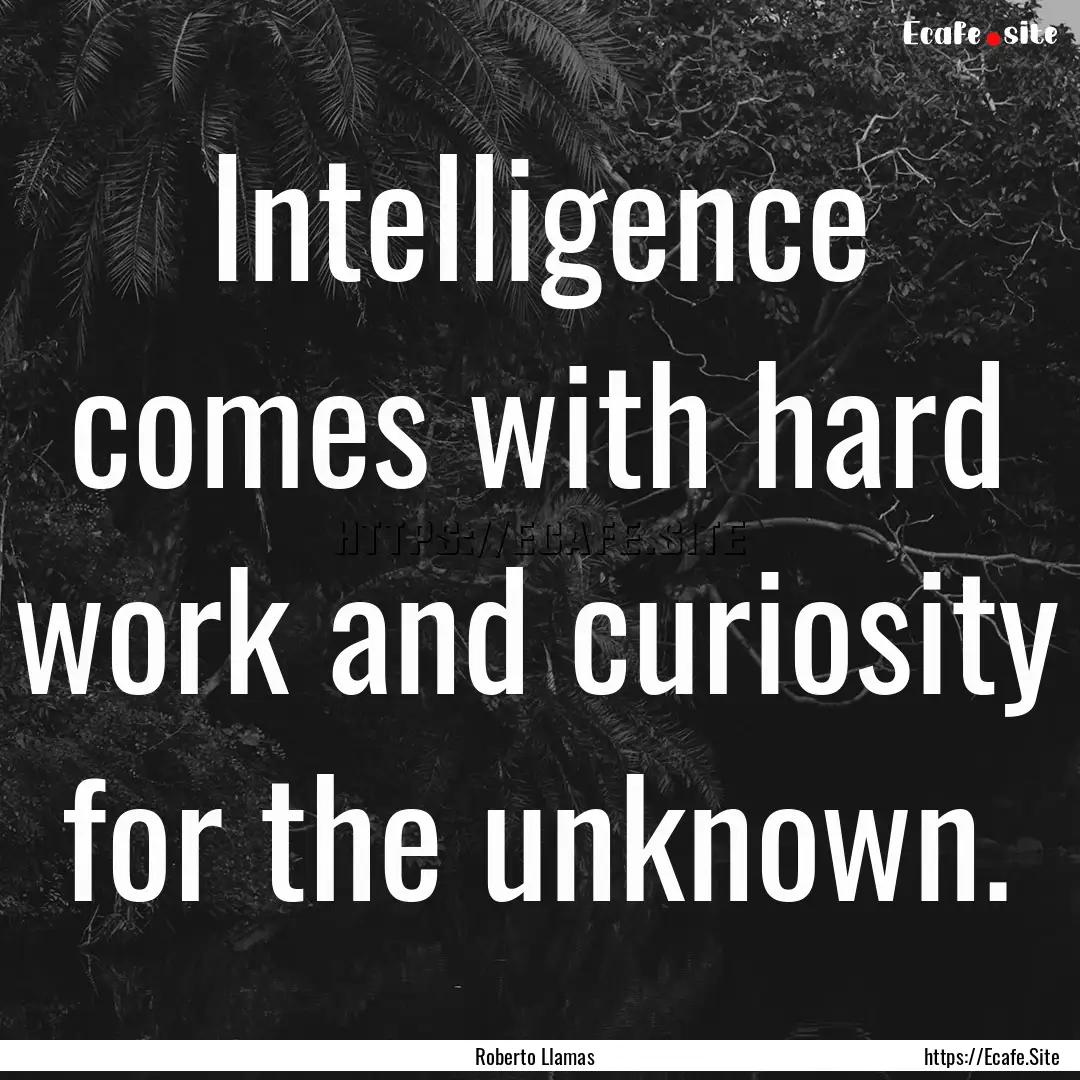 Intelligence comes with hard work and curiosity.... : Quote by Roberto Llamas