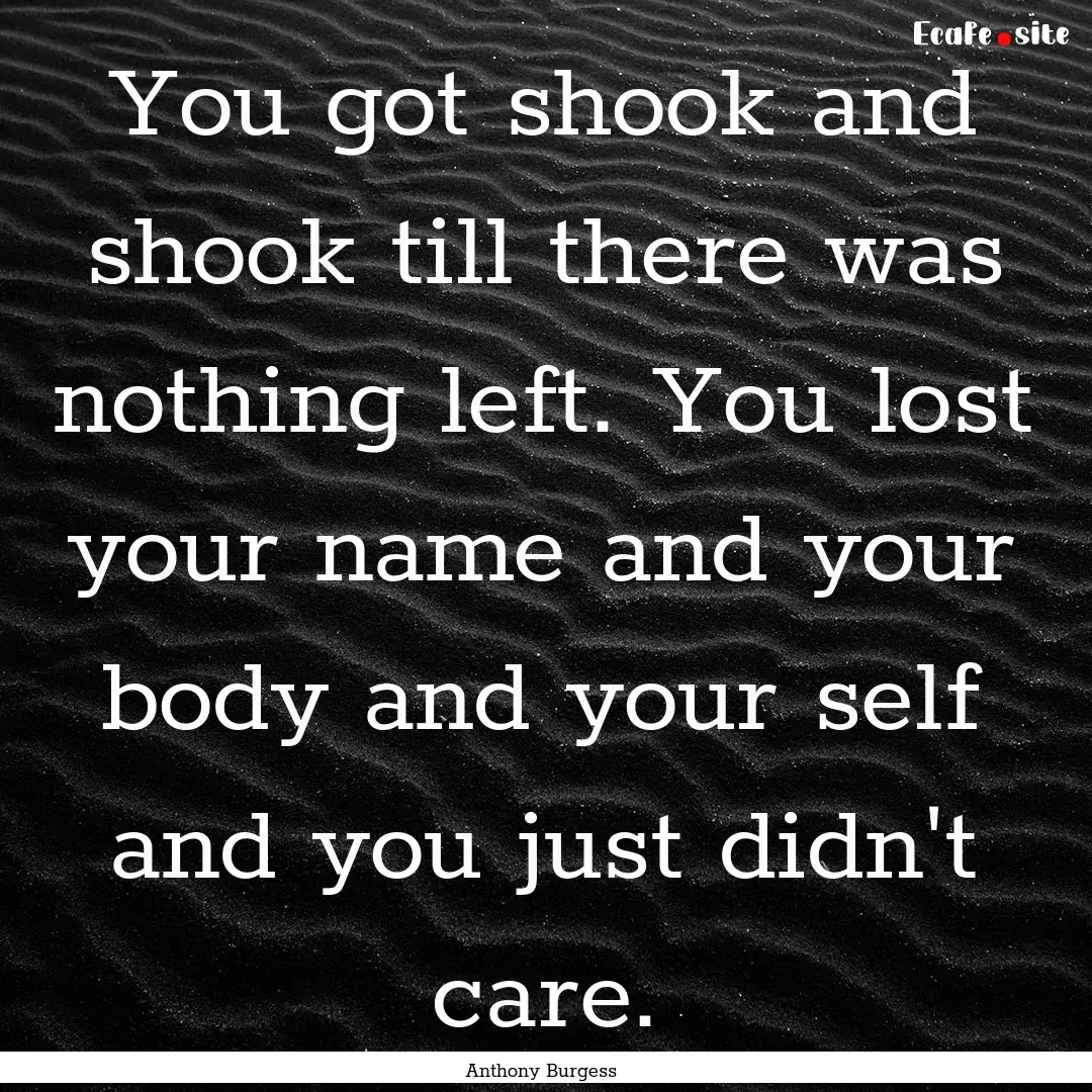 You got shook and shook till there was nothing.... : Quote by Anthony Burgess