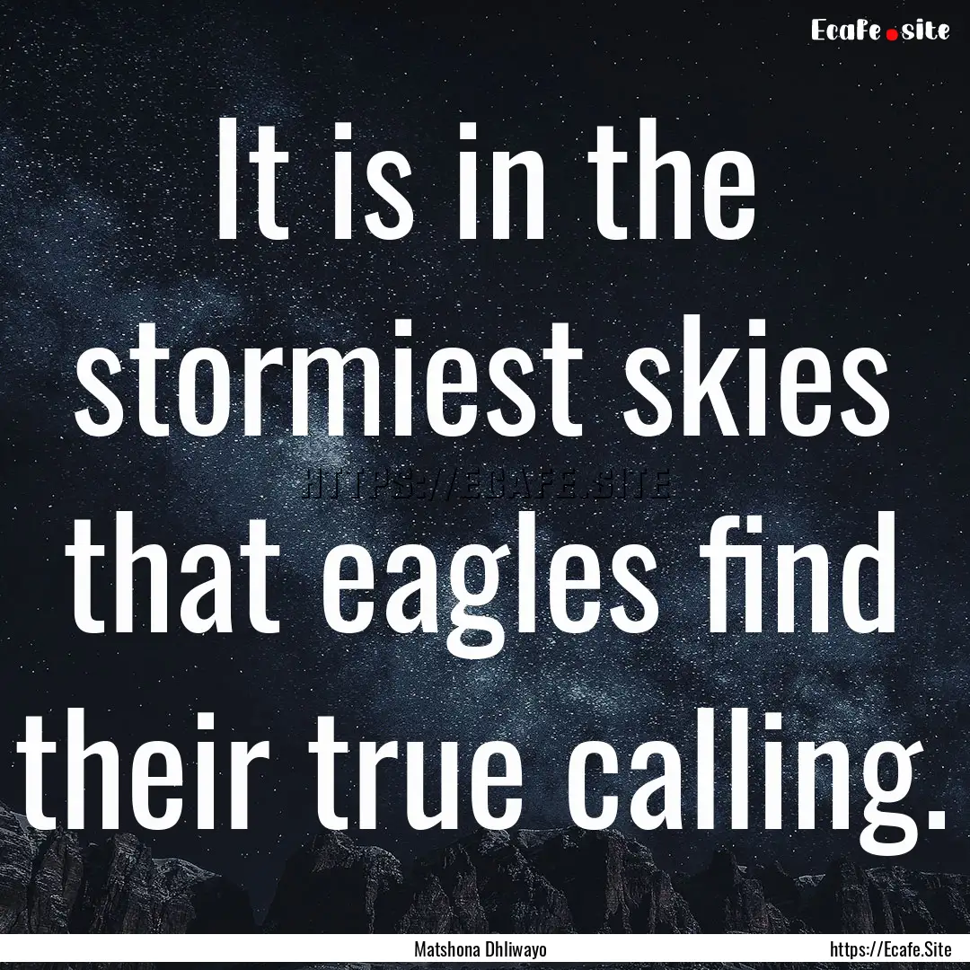 It is in the stormiest skies that eagles.... : Quote by Matshona Dhliwayo