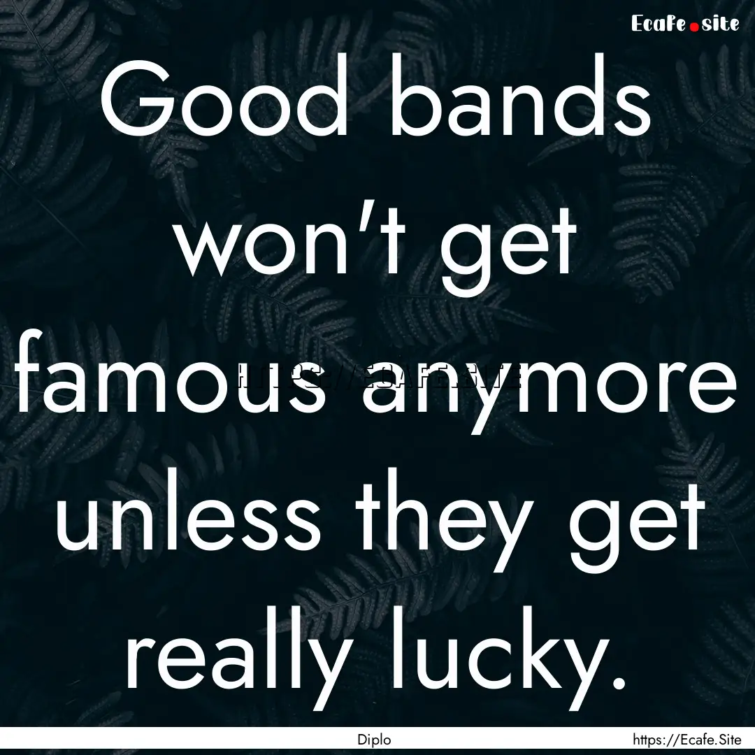 Good bands won't get famous anymore unless.... : Quote by Diplo