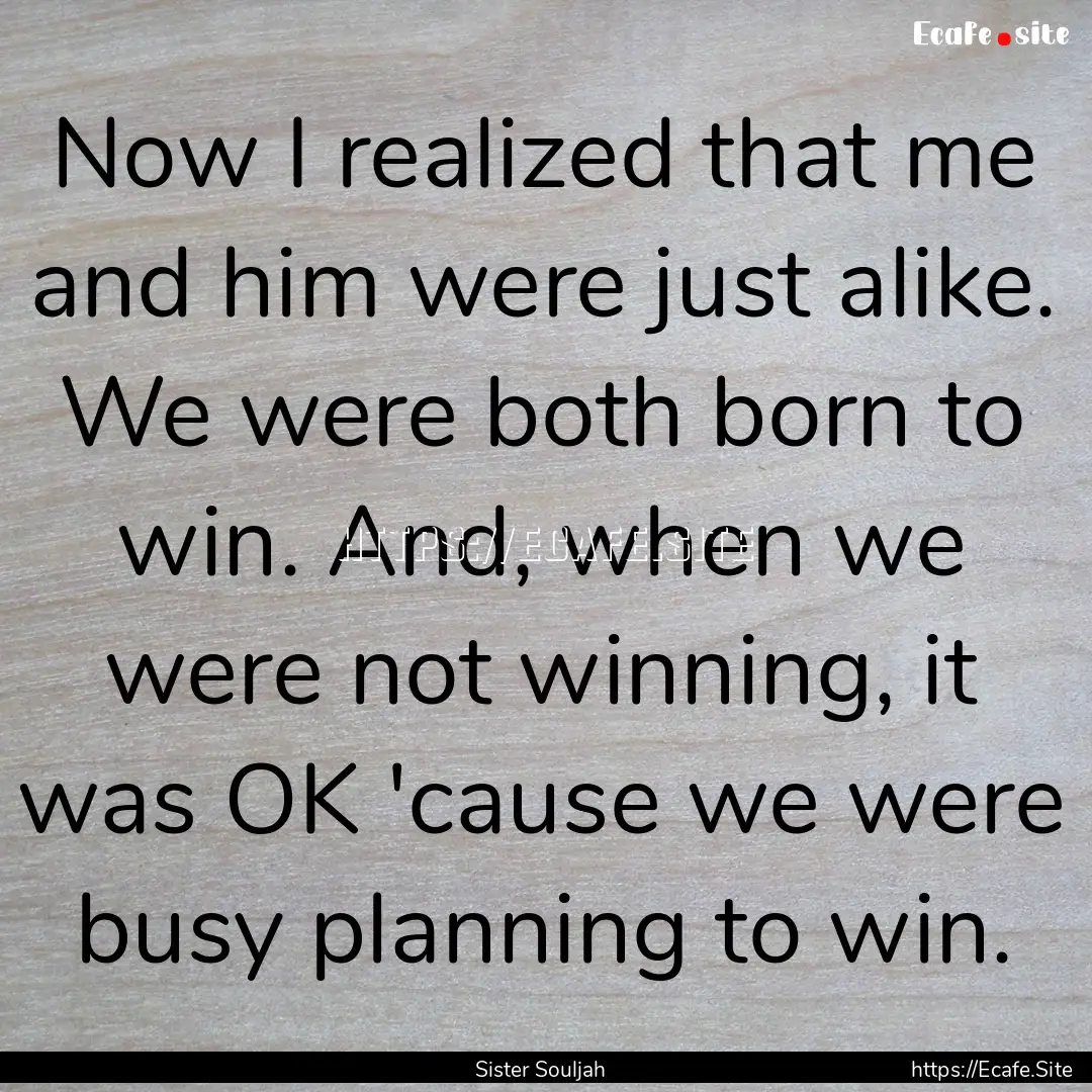 Now I realized that me and him were just.... : Quote by Sister Souljah