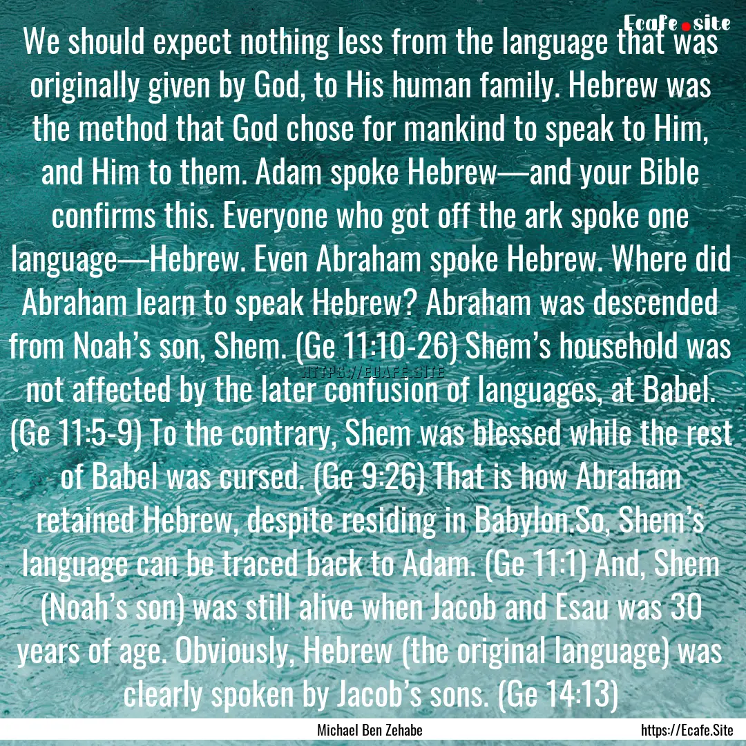 We should expect nothing less from the language.... : Quote by Michael Ben Zehabe