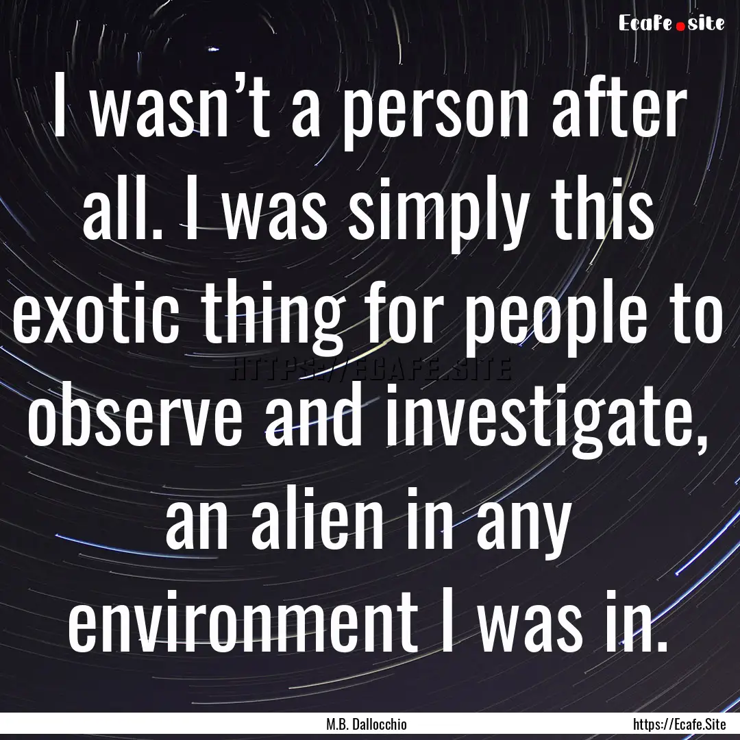 I wasn’t a person after all. I was simply.... : Quote by M.B. Dallocchio