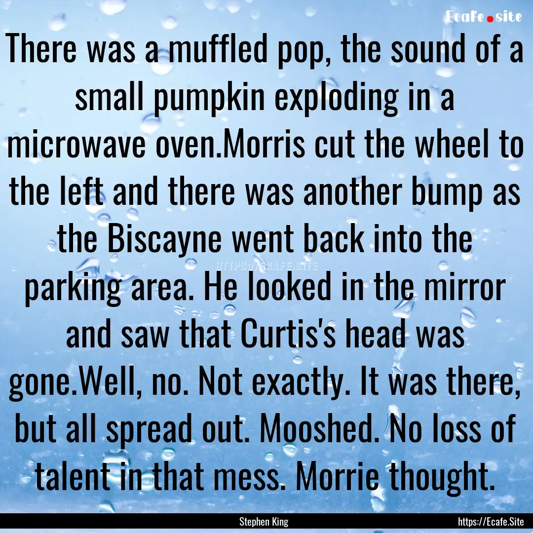 There was a muffled pop, the sound of a small.... : Quote by Stephen King