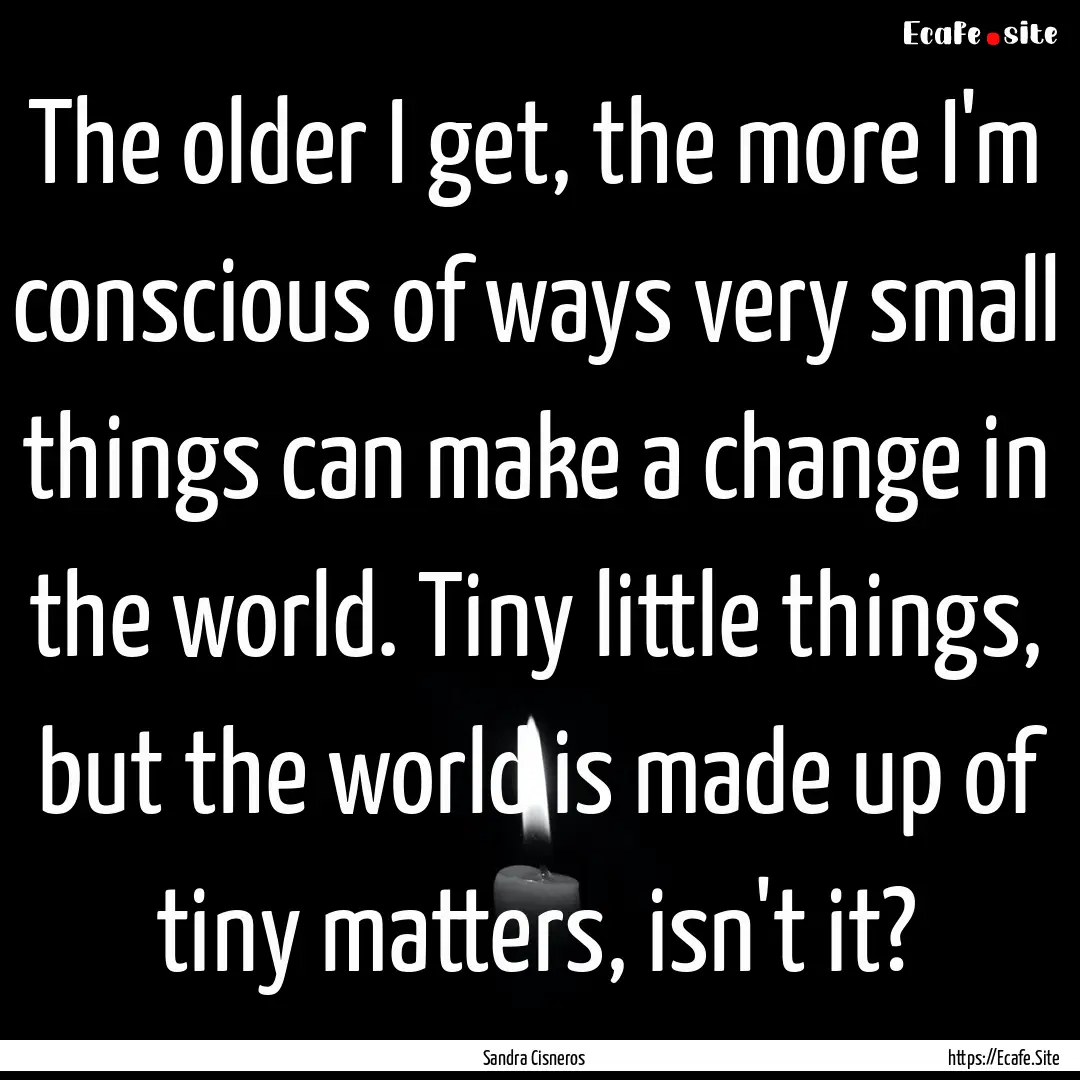 The older I get, the more I'm conscious of.... : Quote by Sandra Cisneros