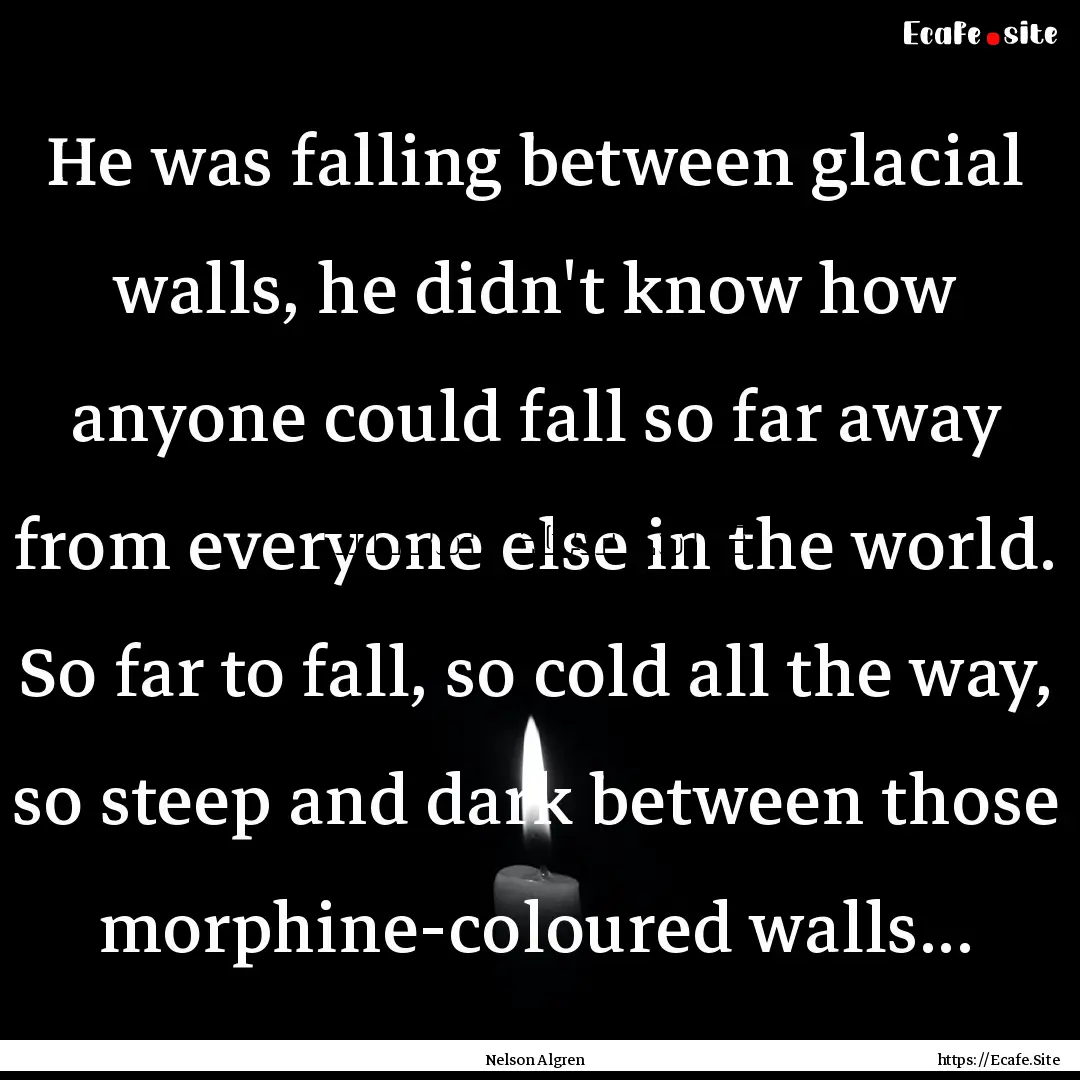 He was falling between glacial walls, he.... : Quote by Nelson Algren