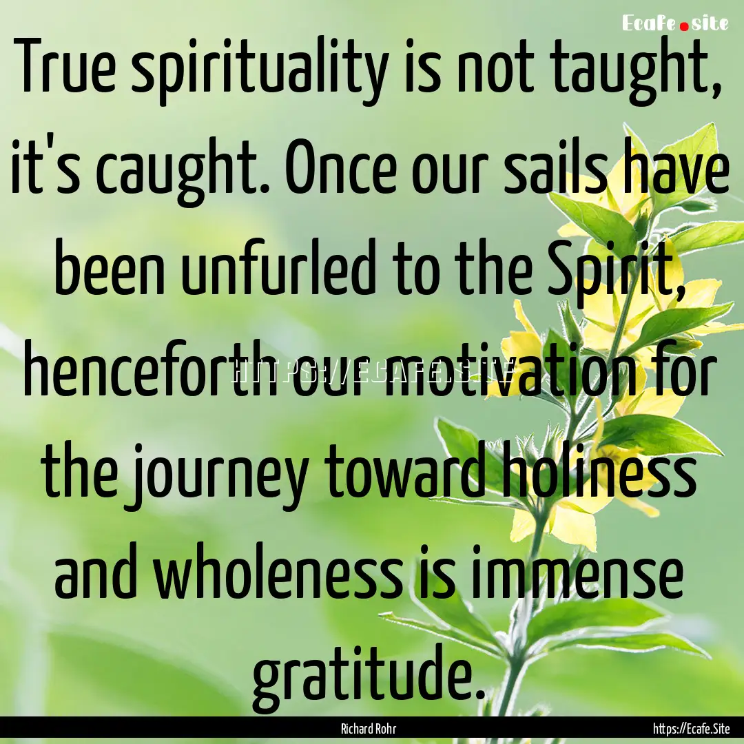 True spirituality is not taught, it's caught..... : Quote by Richard Rohr