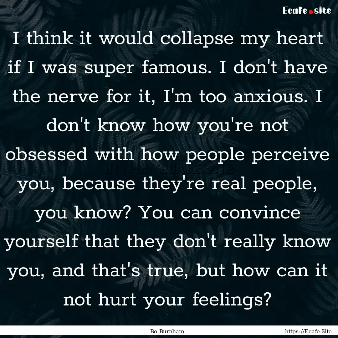 I think it would collapse my heart if I was.... : Quote by Bo Burnham