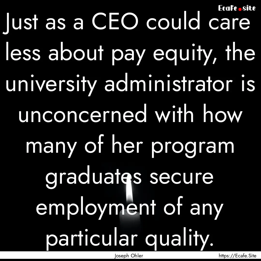 Just as a CEO could care less about pay equity,.... : Quote by Joseph Ohler