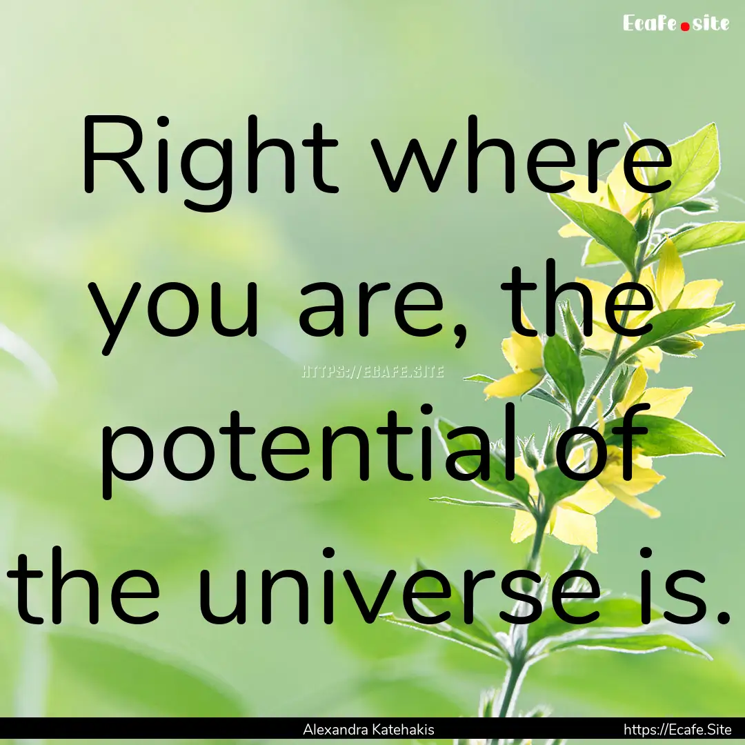 Right where you are, the potential of the.... : Quote by Alexandra Katehakis