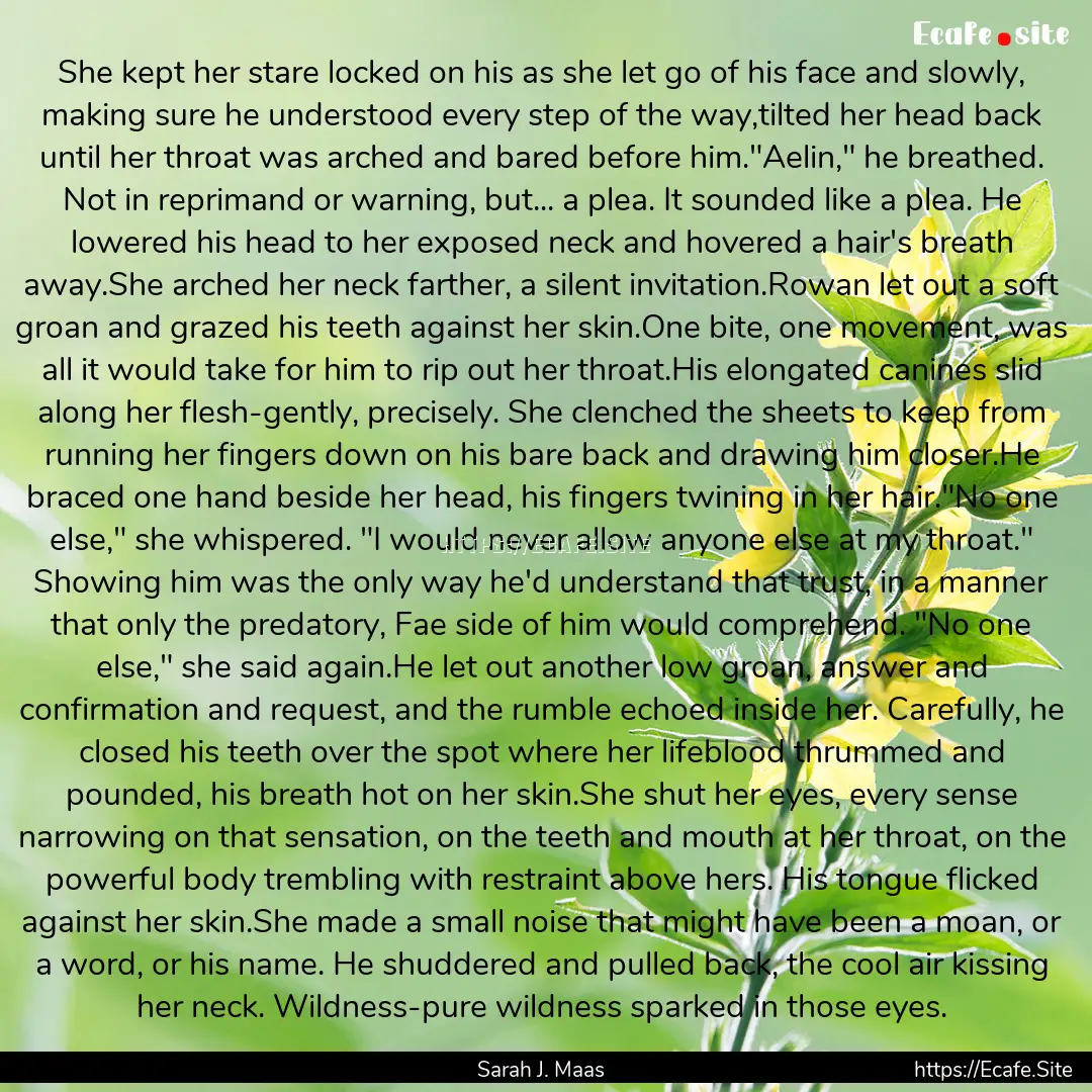 She kept her stare locked on his as she let.... : Quote by Sarah J. Maas