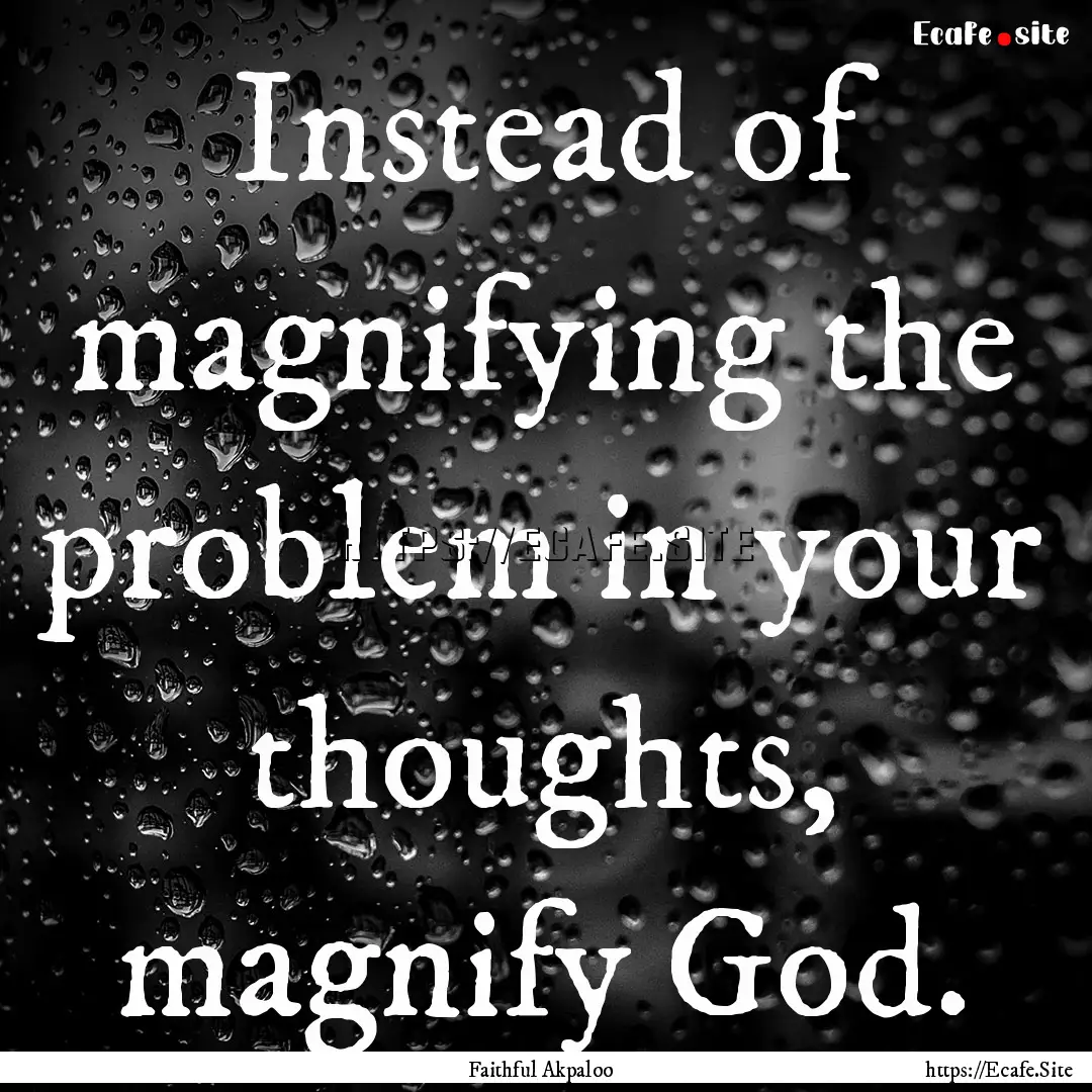 Instead of magnifying the problem in your.... : Quote by Faithful Akpaloo