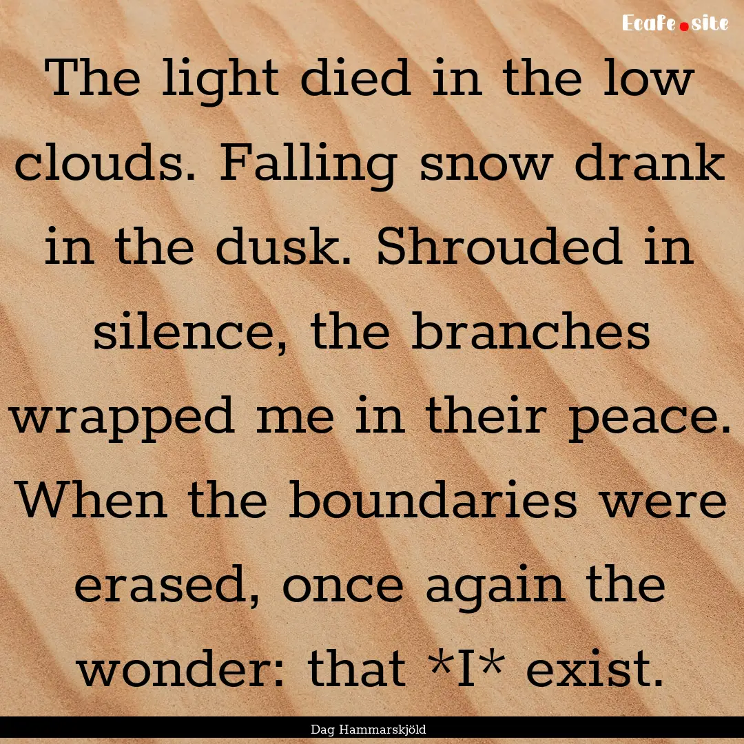 The light died in the low clouds. Falling.... : Quote by Dag Hammarskjöld