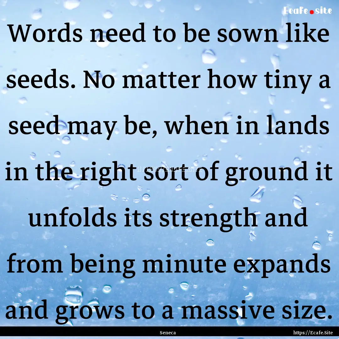 Words need to be sown like seeds. No matter.... : Quote by Seneca