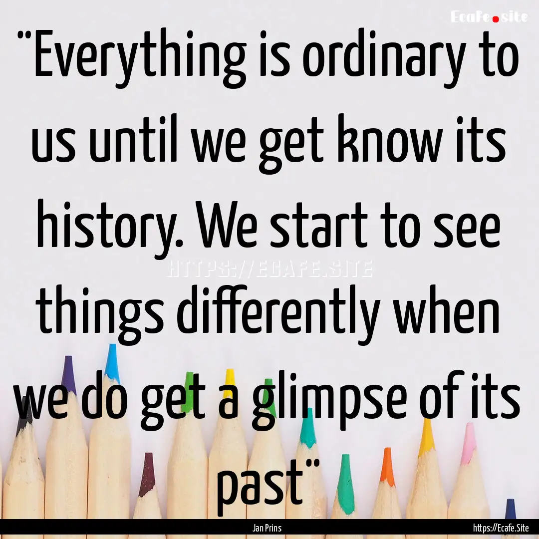 ¨Everything is ordinary to us until we get.... : Quote by Jan Prins