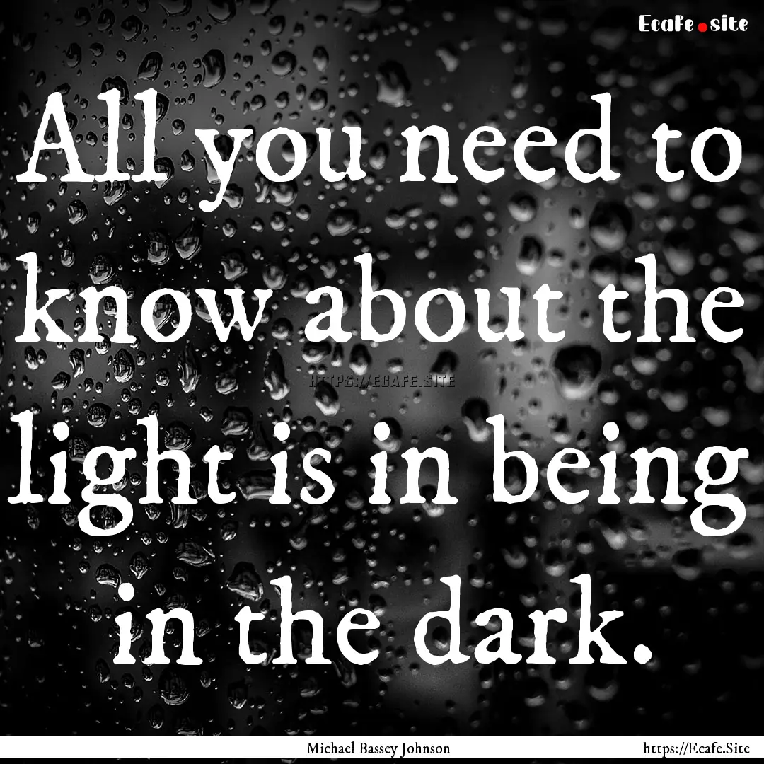 All you need to know about the light is in.... : Quote by Michael Bassey Johnson