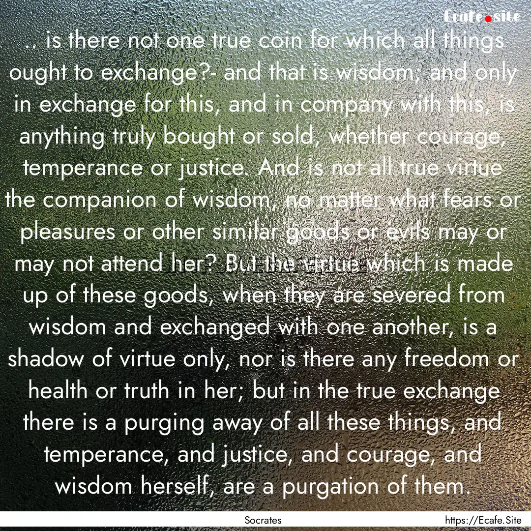 .. is there not one true coin for which all.... : Quote by Socrates