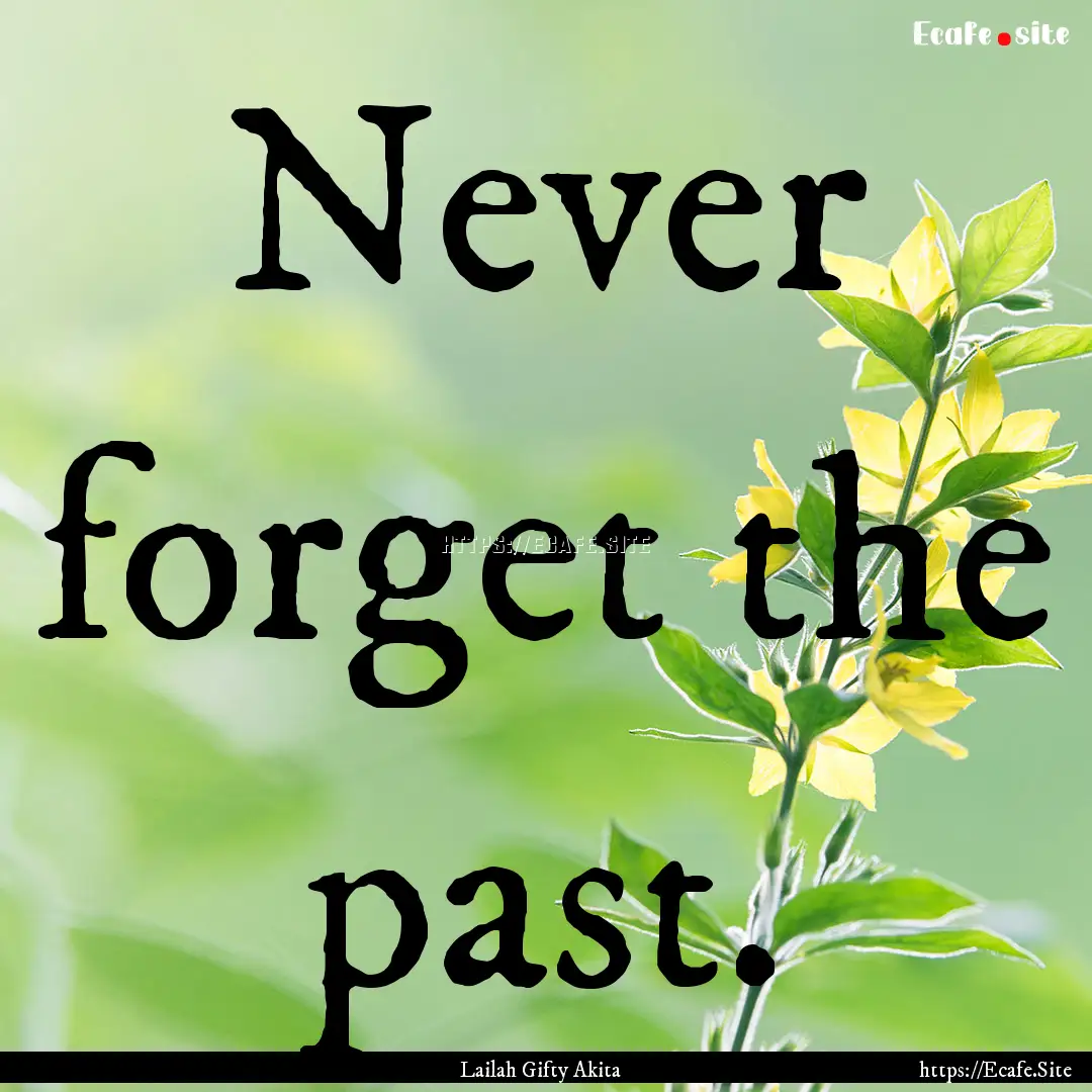 Never forget the past. : Quote by Lailah Gifty Akita