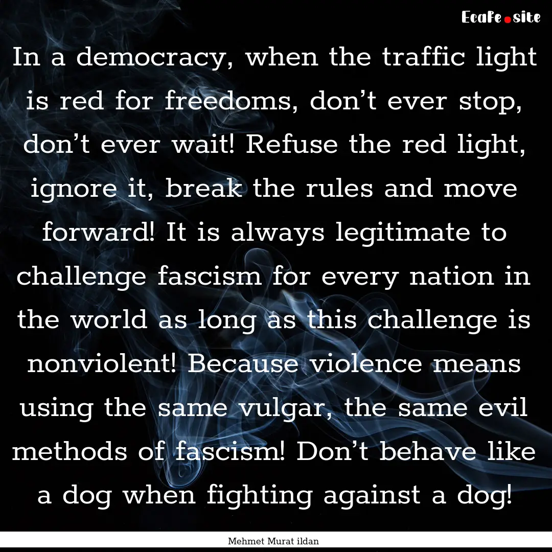 In a democracy, when the traffic light is.... : Quote by Mehmet Murat ildan